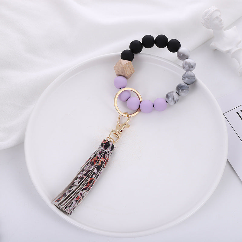 Wholesale Acrylic Beads Wooden Beads PU Tassel Bracelet Keychain